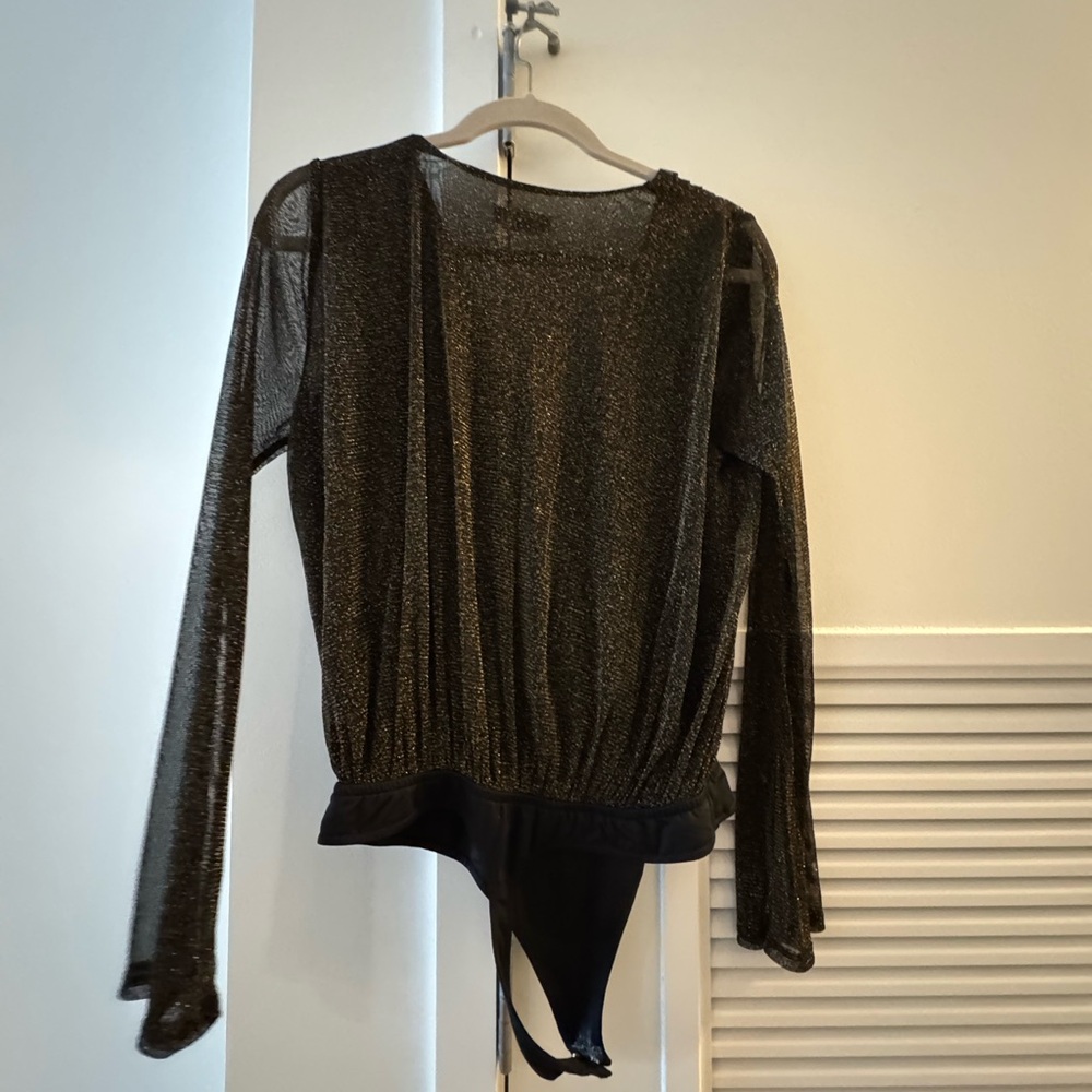 Lovers + Friends Black and Gold Shimmer Bodysuit - Picture 4 of 5